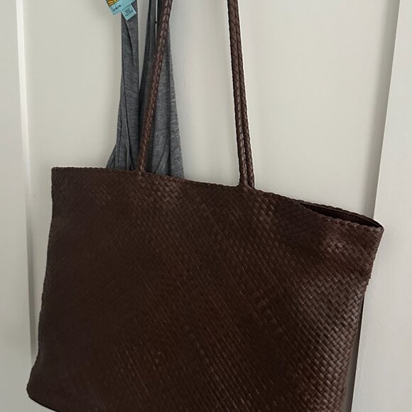 quince italian leather handwoven tote - Picture 4 of 4